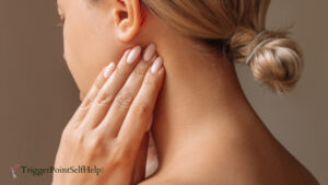 depiction of neck and lower jaw pain from digastric muscle trigger points